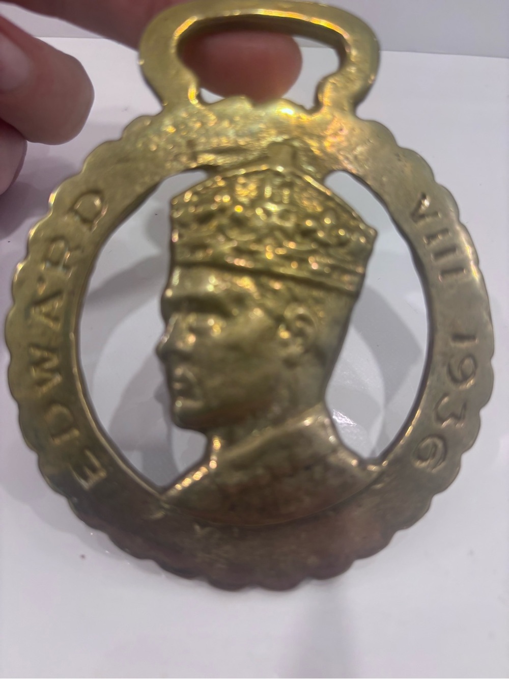 Vintage Edward VIII 1936 brass horse brass medallion royal commemorative English
